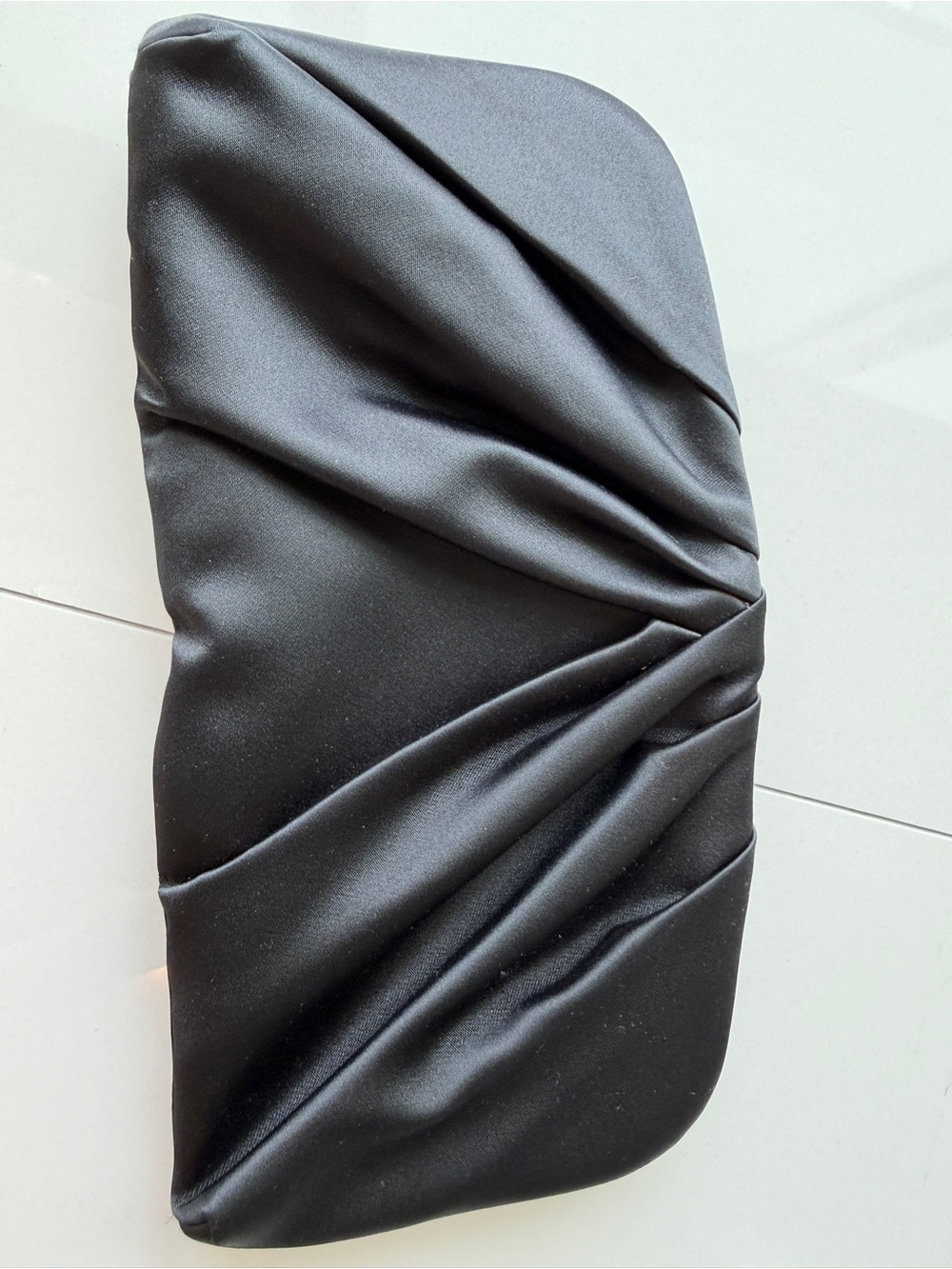 Black Draped Satin Skirt